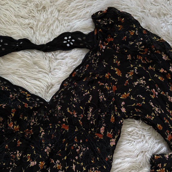 Free People Floral Black Open-Back Dress - Picture 3 of 13